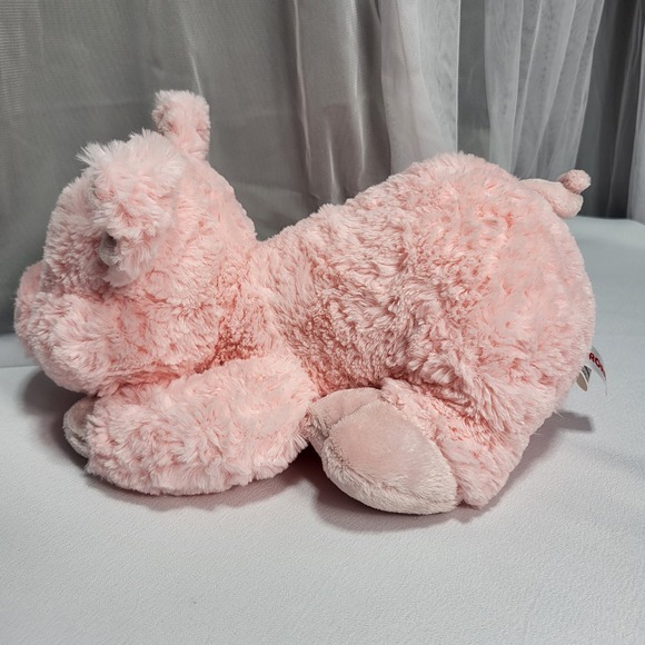Aurora 12" Soft Pink Crouching Pig Piglet Stuffed Plush Animal Toy - Picture 8 of 10